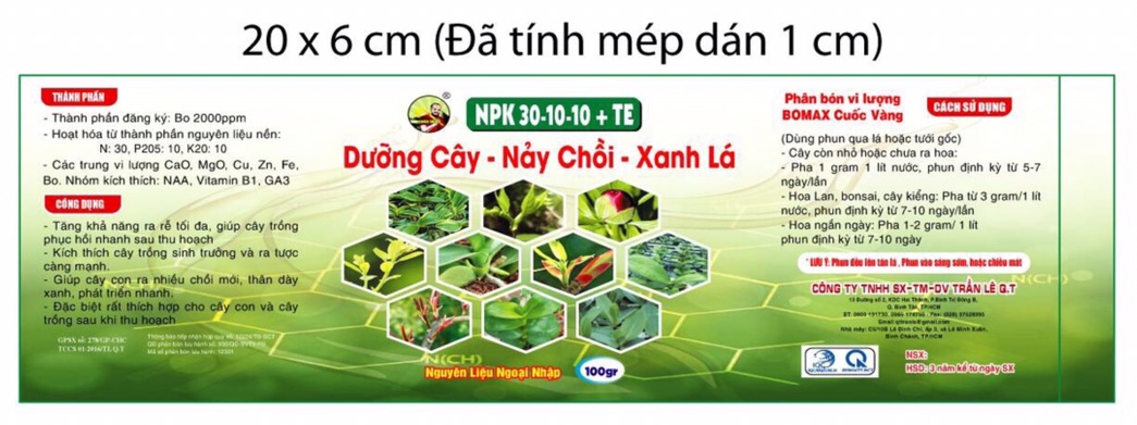 [ Rẻ ] NPk 30-10-10 + TE - Nảy Chồi - Ra Lá - Xanh Lá 100g