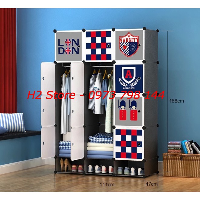 TỦ NHỰA ĐÀI LOAN LẮP GHÉP 12 Ô + 3 GIÀY VÁCH ĐEN LONDON