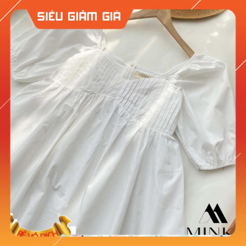 [FLASHSALE] ĐẦM XẾP LY NGỰC - Chất Liệu Kaki Thun Nhập Khẩu - 3 màu Trắng/ Nude/ Hồng [HÀNG THIẾT KẾ] [HOT] | BigBuy360 - bigbuy360.vn