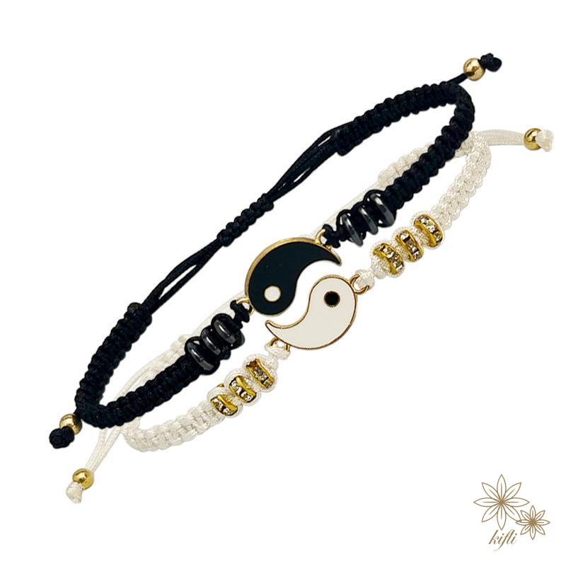 Vòng tay bằng hợp kim thiết kế mặt dây kết hợp âm dương thời trang cho cặp đôi