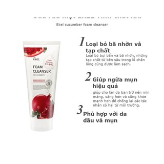 Sữa rửa mặt Lựu đỏ chống lão hoá ekel 100ml