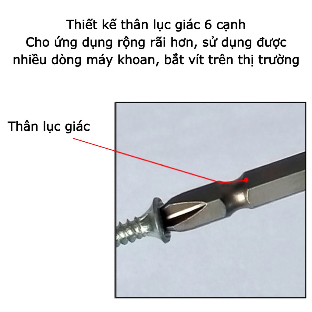 Mũi bắn vít 4 cạnh chữ thập S2 100mm thân lục giác 6.35mm 1/4 inch Xinfa