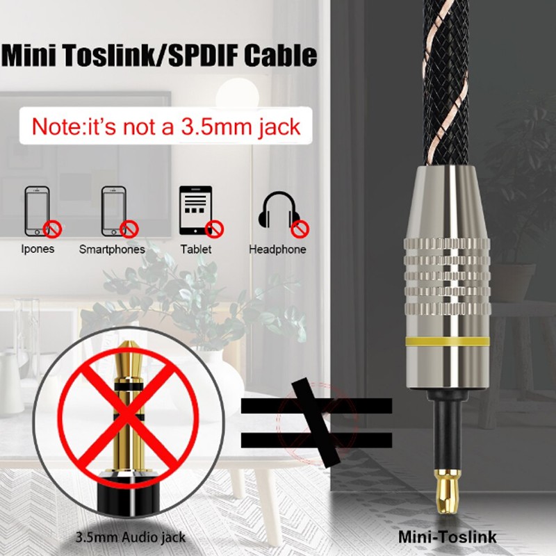 Cáp quang optical 1 đầu nhỏ 3.5mm ra đầu quang thường - Dây âm thanh quang toslink 3.5mm sang quang thường 1M 1.5M 2M 3M