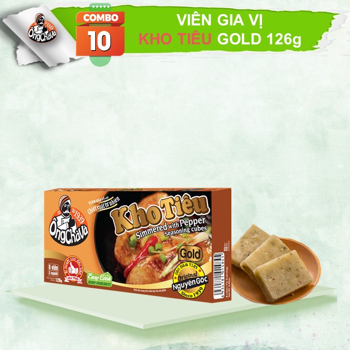 Combo 10 Hộp Viên Gia Vị KHO TIÊU Gold Ông Chà Và 126g