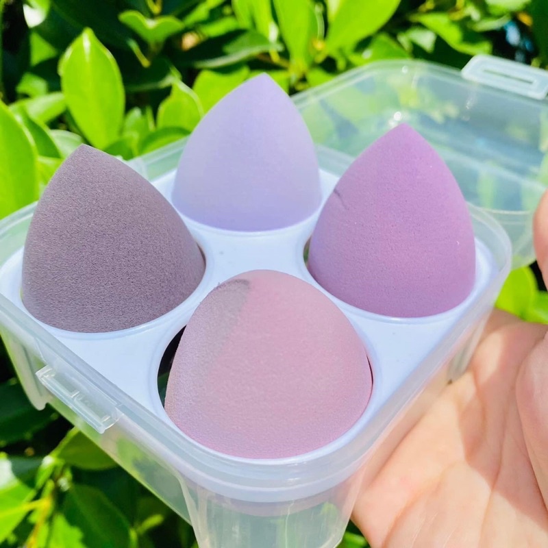 Hộp 4 mút tán kem nền mút trang điểm mềm mại