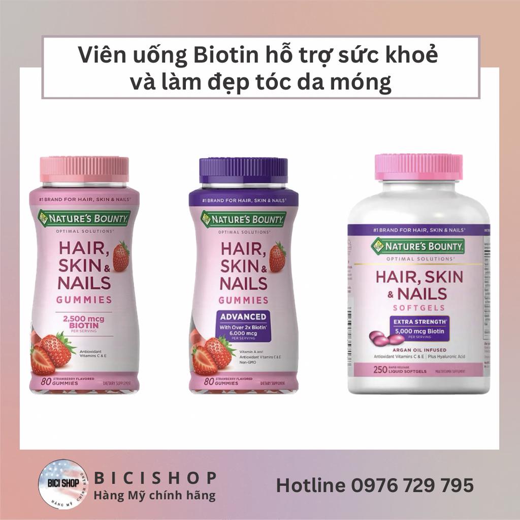 Viên uống Biotin kích thích mọc tóc đẹp da chắc móng - Nature's Bounty Hair Skin Nail