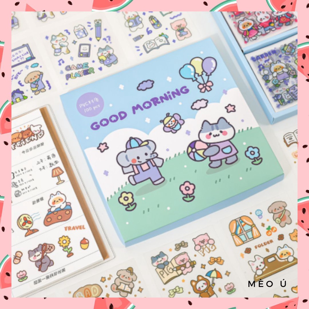 Hộp 100 miếng sticker GOOD MORNING