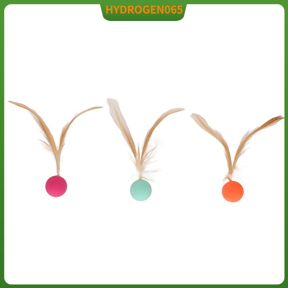Set 3 Quả Bóng Nảy Mềm Mại Đính Lông Vũ Đồ Chơi Cho Mèo