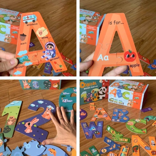 Puzzle chữ số và chữ cái tiếng Anh, Digital animal puzzle, Alphabet Animal Jigsaw,đồ chơi ghép hình chữ cái và số đếm