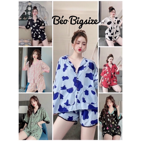 Đồ Bộ[Manggo] Pyjama Bigsize -Béo Bigsize đủ size 40-100kg Cao Cấp Mặc Nhà,Chất Lụa mát xịn