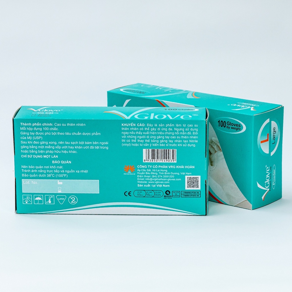 Găng tay y tế Vglove không bột và có bột hộp 100 cái - Chính Hãng Latex