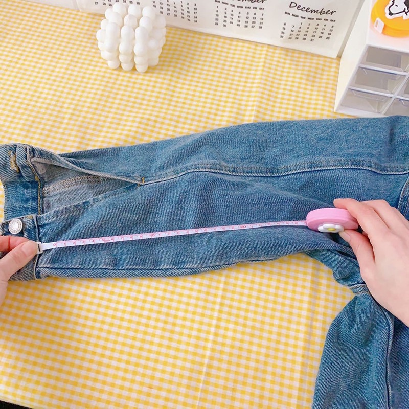 Thước dây mini hoạt hình dễ thương hộp TRÒN style Hàn Quốc - Thước đo quần áo, đo eo 1,5M có thể thu gọn tiện lợi