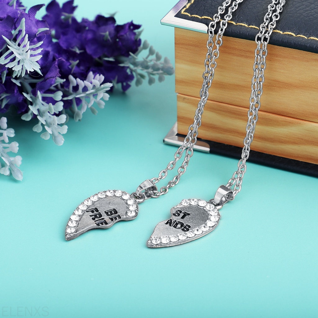 Set 2 Vòng cổ Tình Bạn Mặt Trái Tim Đính Đá
