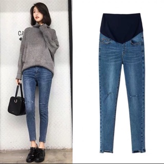 🤰🏼 Quần bò bầu dáng dài-chất co giãn ( t n hàng quảng châu)sẵn hàng giao ngay