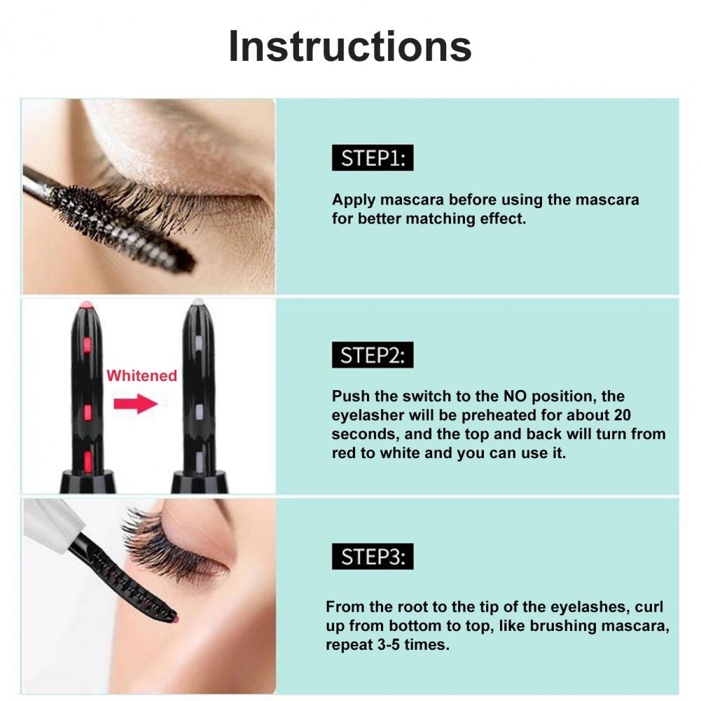 Máy Uốn Lông Mi Bằng Điện Màu Trắng Đen Có Thể Sạc Lại Bằng Cổng USB