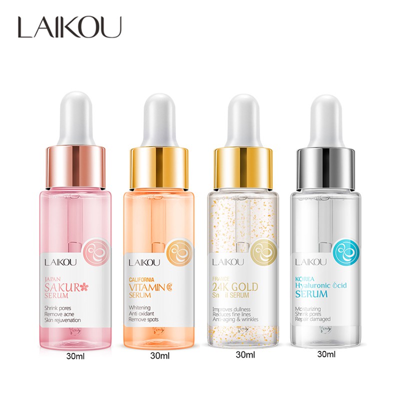 Serum LAIKOU Hoa Anh Đào / Vàng 24K / Hyaluronic acid / Vitamin C Dưỡng Trắng Da Mặt 30ml