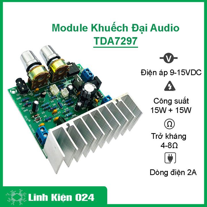 Module Khuếch Đại Audio TDA7297 12V 15W+15W V2