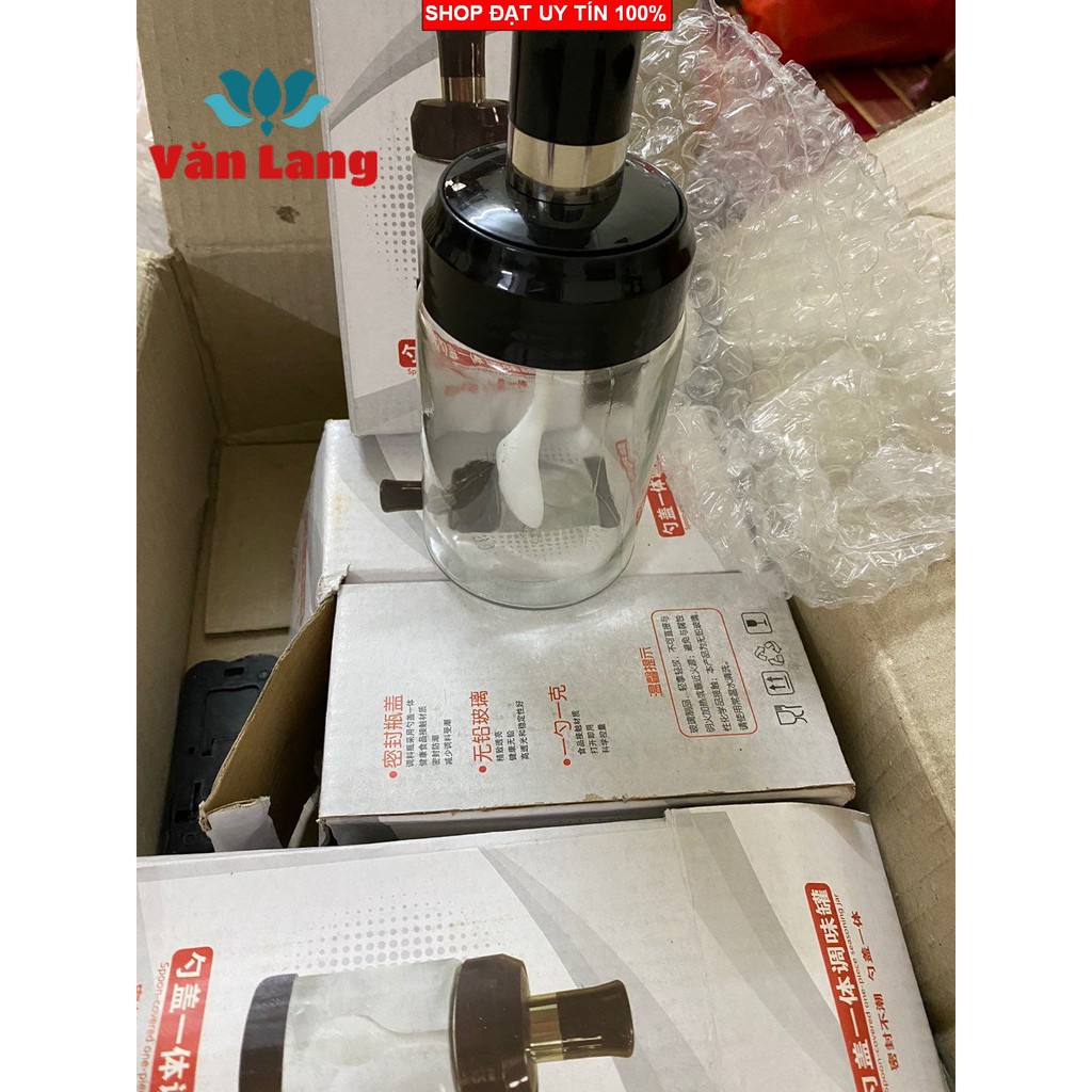 Hũ đựng gia vị 250ml (bộ 4hũ) - Hũ thủy tinh đựng gia vị kèm muỗng cao cấp