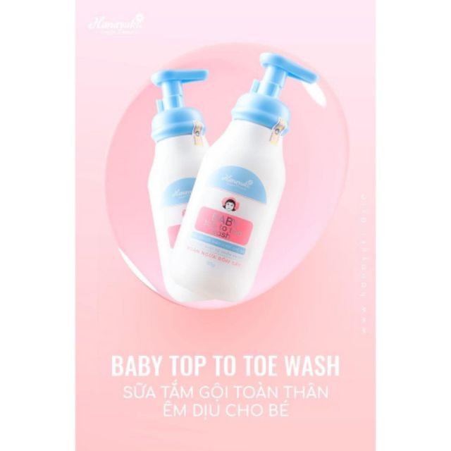 Sữa Tắm Baby HANA YUKI - Top To Toe Wash Mẫu Mới (Chính Hãng) - Sữa Tắm Gội Hanayuki cho em bé