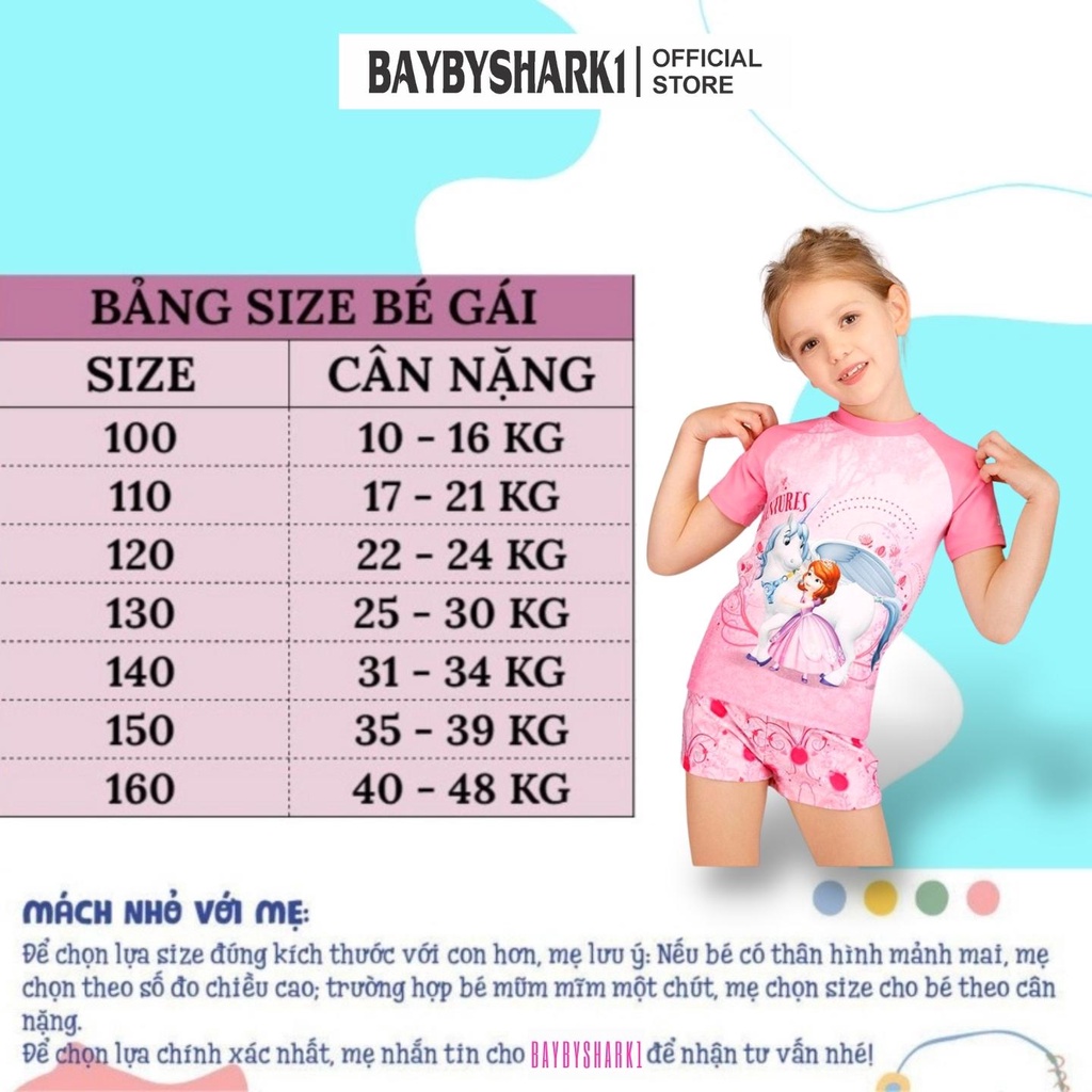 Đồ Bơi Bé Gái Size Đại, Bộ Bơi Bé Gái Size Đại từ 10 tuổi - 12 tuổi - BBSĐBBGCONGCHUAHONG DOLLARKIDS