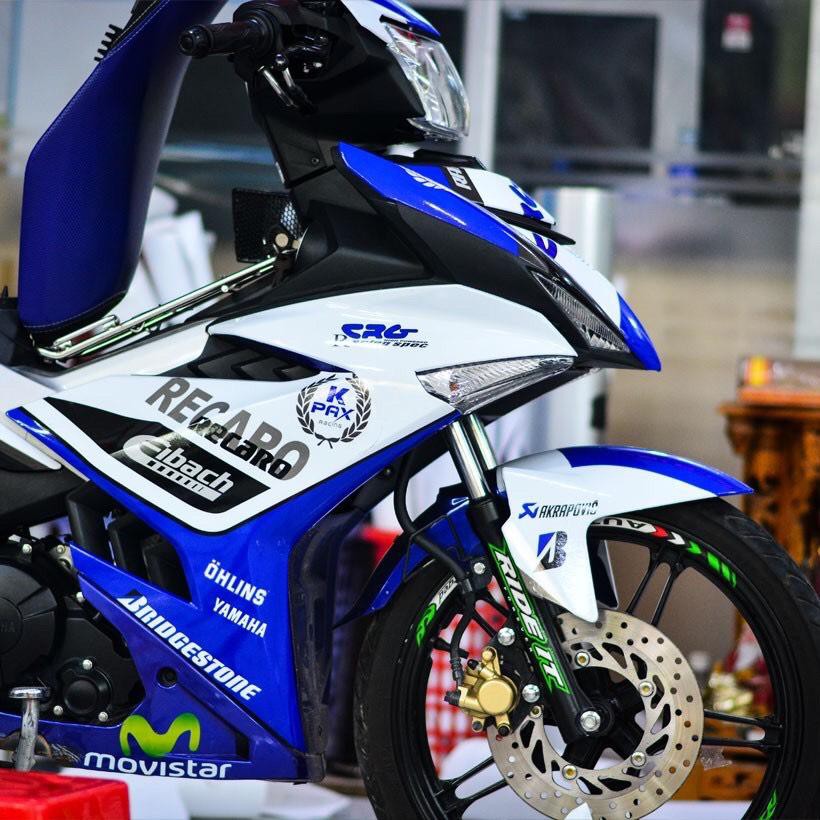 Tem trùm exciter 150 xanh trắng đen, độ team decal xe ex dán đời 2015-2020