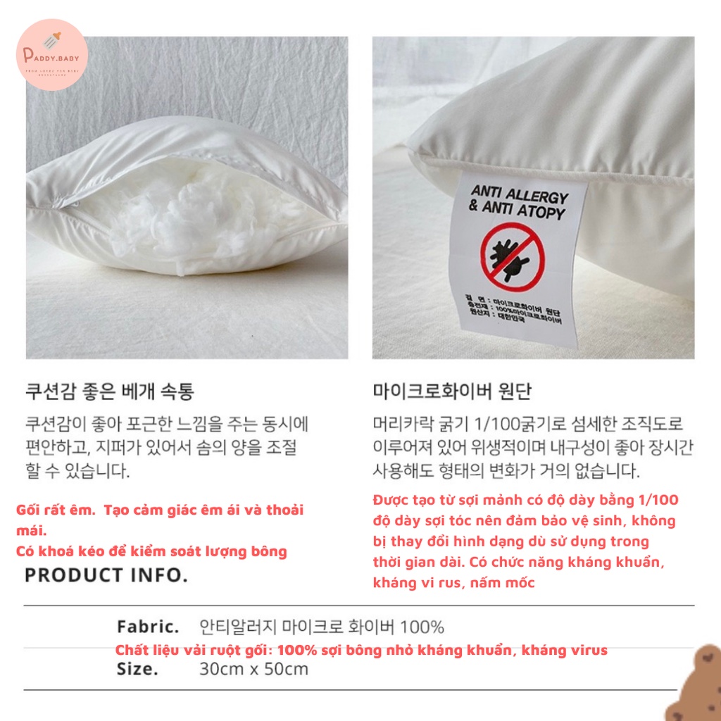Gối kèm ruột Quilting thêu Dottodot Malolotte Hàn Quốc cho bé - made in korea &lt;có sẵn&gt;