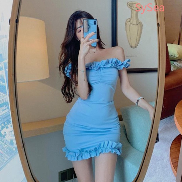 Đầm Trễ Vai Dáng Ôm Thời Trang Mùa Hè Hàn Quốc Quyến Rũ Cho Nữ