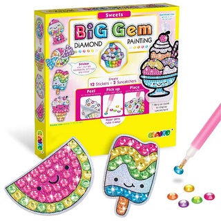 Create your own 12 Cartoon Stickers And 2 Big Diamond Pendant Creativity for Kids Big Gem 5D Diamond Painting Kit