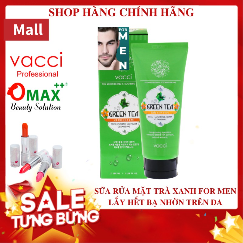 SỮA RỬA MẶT TRÀ XANH VACCI dành cho NAM - TINH CHẤT TRÀ XANH - GREEN TEA FRESH SOOTHING FOAM CLEANSING for MEN