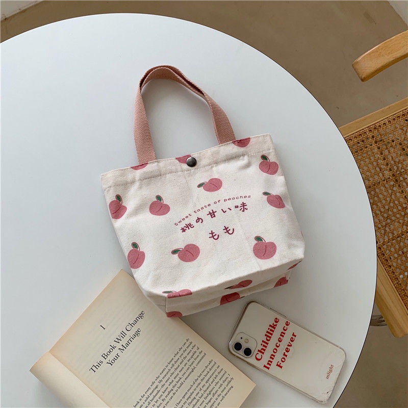 Túi Tote Vải Canvas Cỡ Lớn Màu Hồng Thời Trang Hàn Quốc Xinh Xắn Cho Nữ
