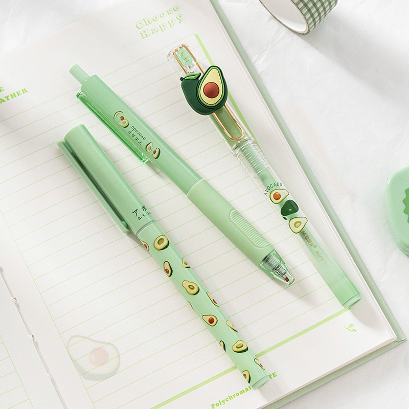 Bút gel ngòi 0.5mm mực đen hình quả bơ độc đáo