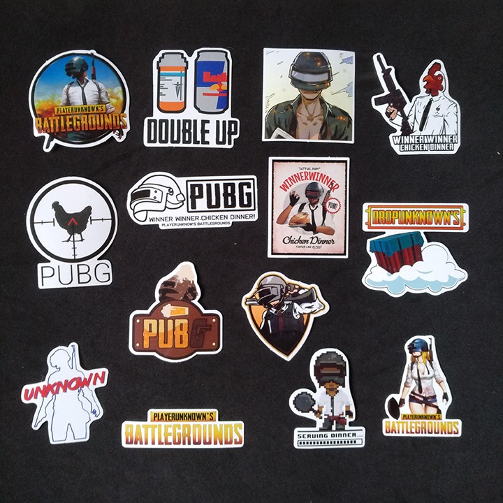 Sticker dán cao cấp chủ đề PUBG - Dùng dán Xe, dán mũ bảo hiểm, dán Laptop...