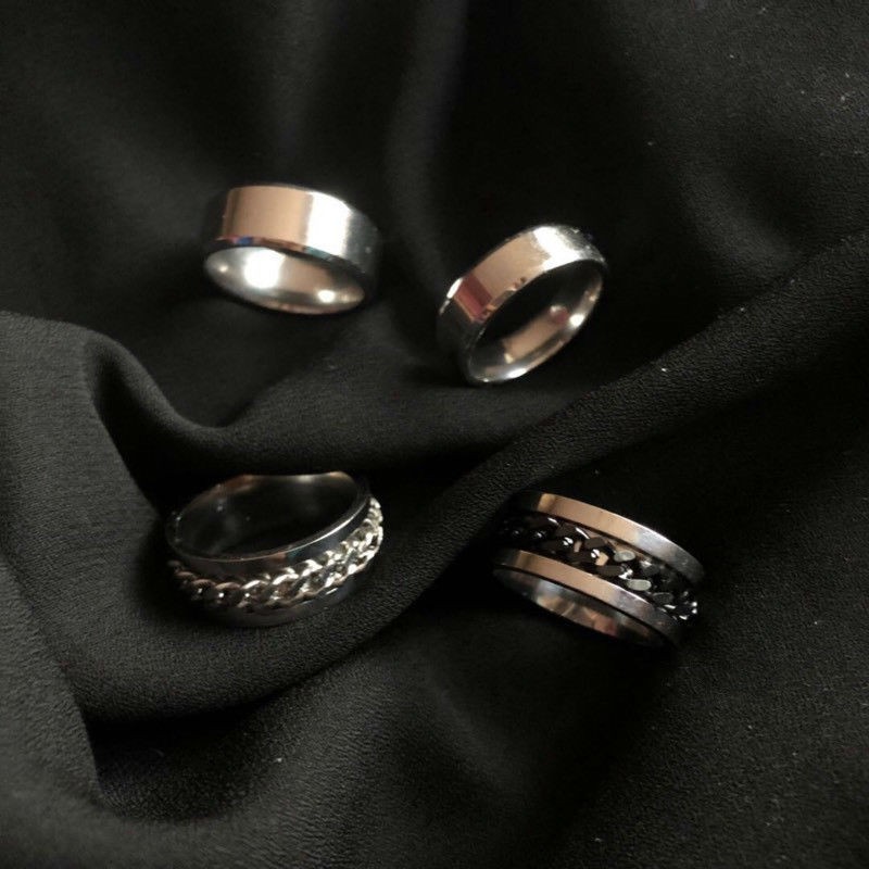 Nhẫn thép titan kiểu dây xích xoay được thời trang cho nam nữ 23777