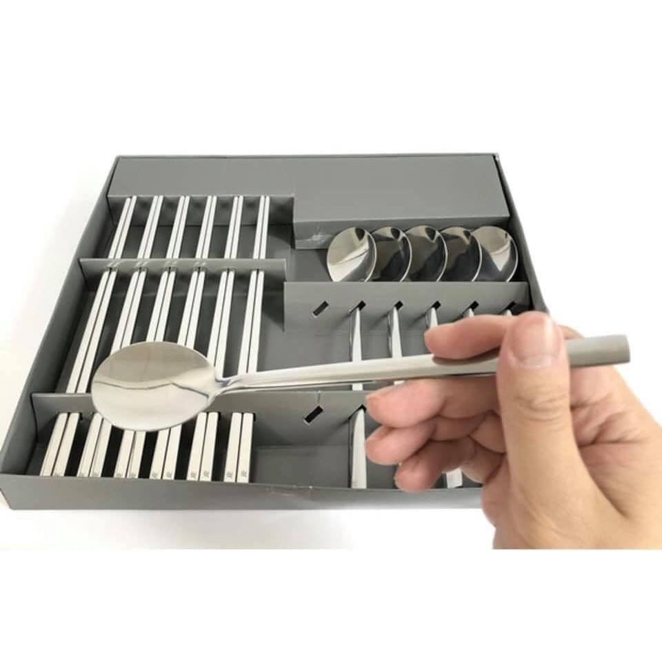 Set 12 đũa thìa inox Bộ Đồ Dùng Ăn Uống Thép Không Gỉ Cho Gia Đình, Văn Phòng, Dã Ngoại, Cá Nhân Có Hộp Đựng