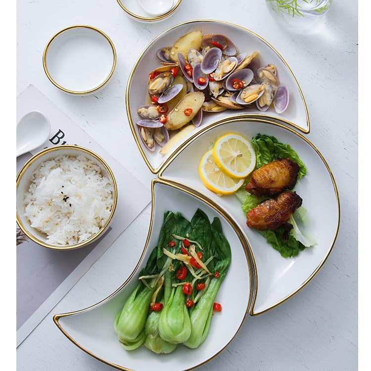 Bộ Bát Đĩa Sứ Bán Nguyệt Cao Cấp 25 Món