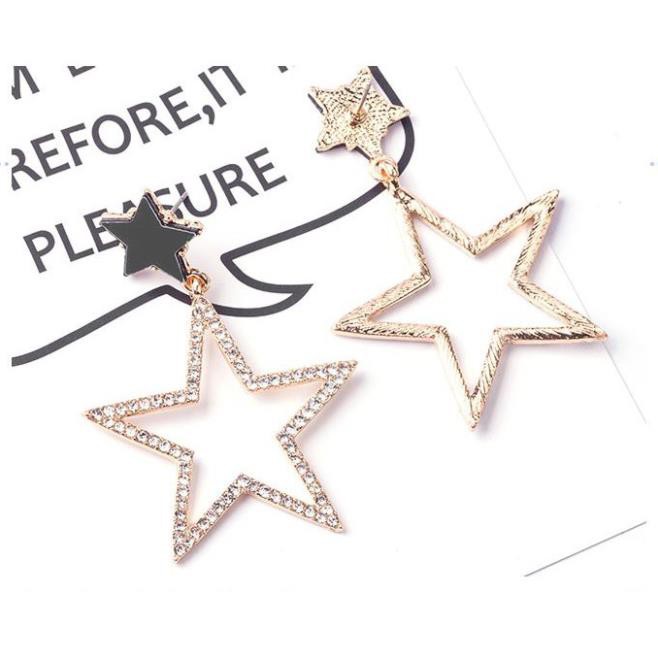 Khuyên Tai Hình Ngôi Sao Đính Viền Đá Phong Cách Hàn Quốc i07