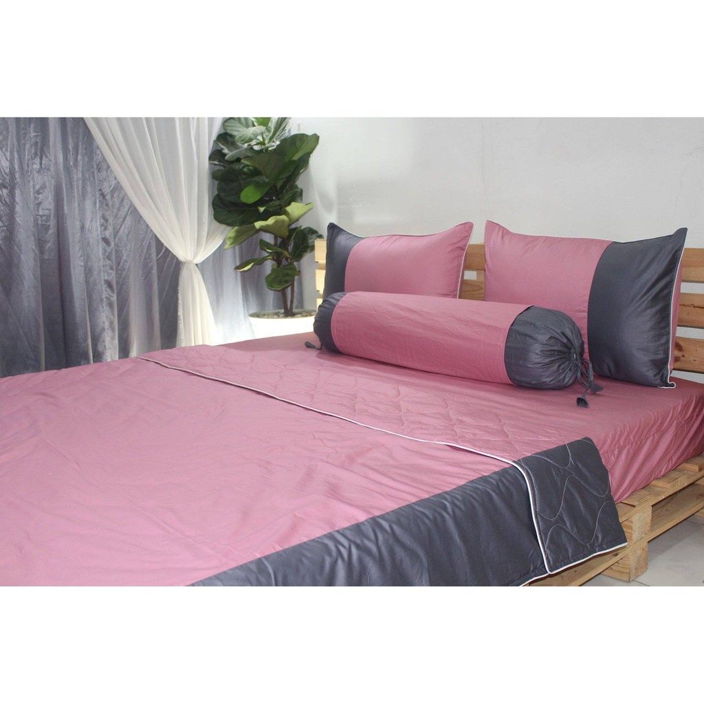 Bộ Drap KHA LY -  Cotton Sattin Hàn Quốc Cao Cấp - Màu Trơn HỒNG ĐẬU - HQ06