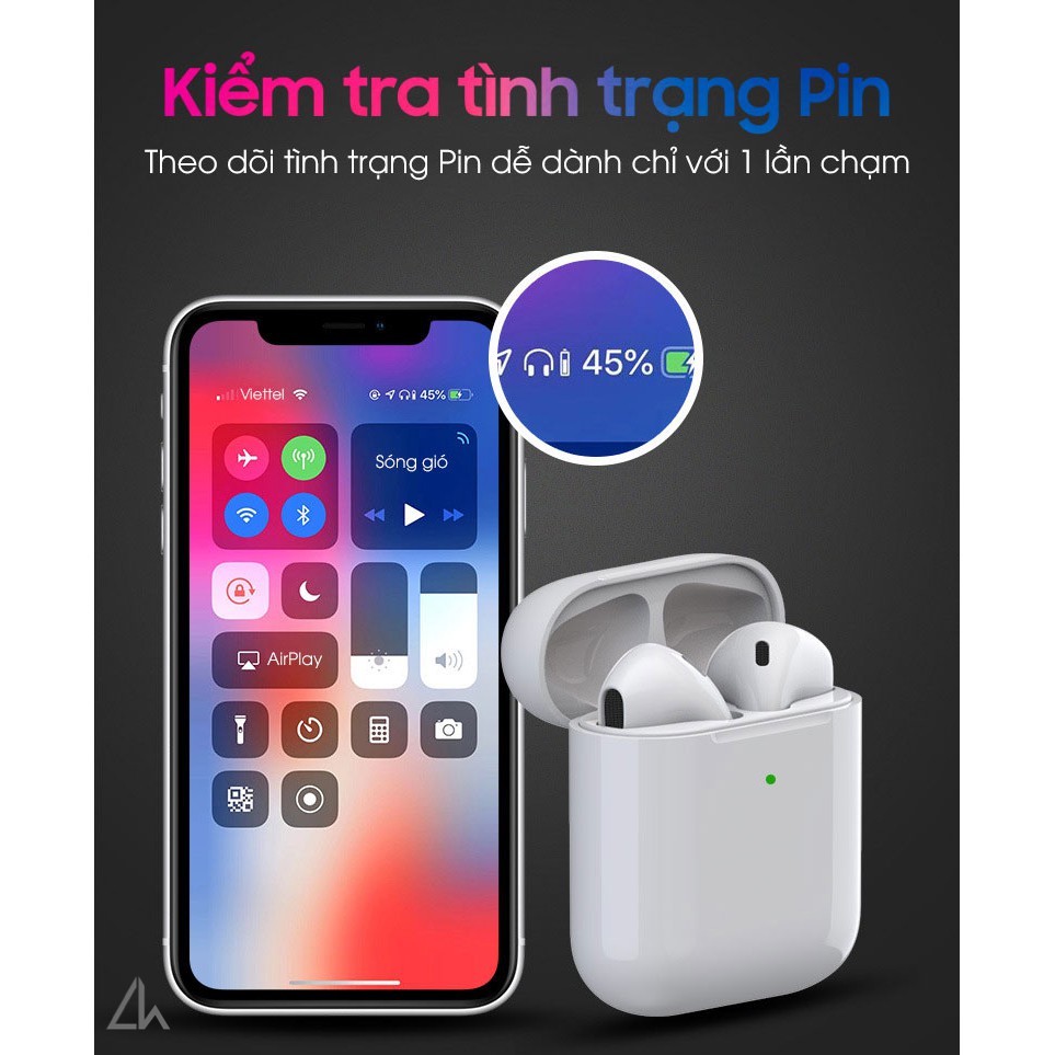 Tai nghe bluetooth tws i27 có sạc không dây, cảm biến vân tay, tự động kết nối nghe 4h