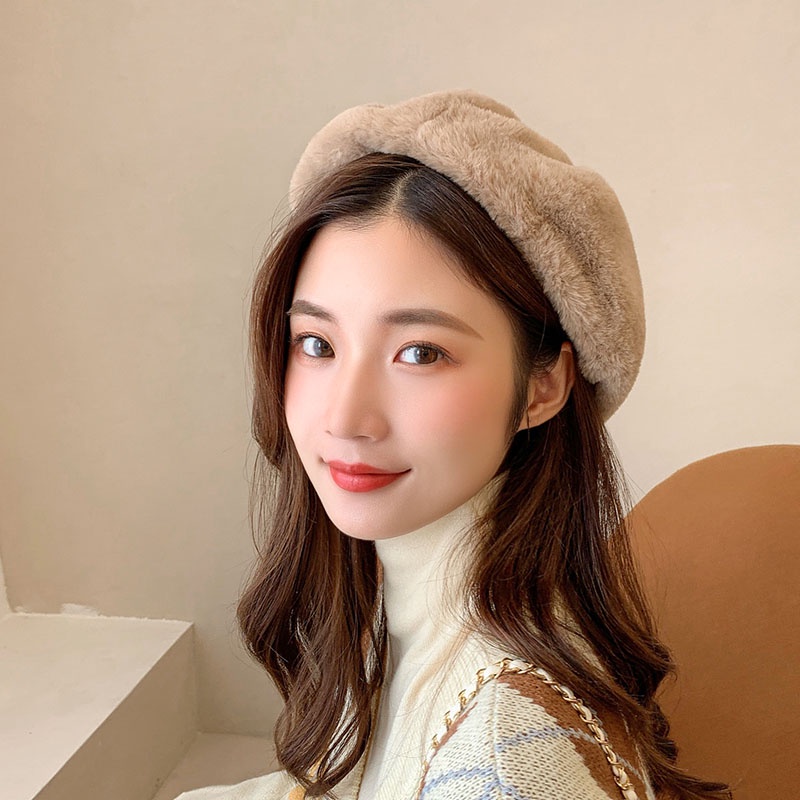 Mũ Beret Lông Nhung Màu Sắc Thời Trang Thu Đông Nhật Bản Cho Nữ