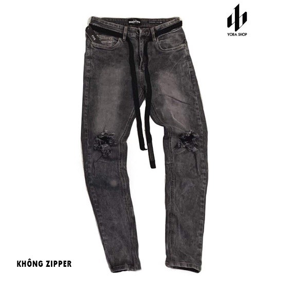 QUẦN JEANS SKINNY XÁM RÁCH GỐI ỐNG ZIPPER SIÊU XỊN ĐẸP (ảnh thật 100%) | BigBuy360 - bigbuy360.vn