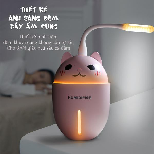 Máy phun sương mini, máy xông tinh dầu hình thú Humidifier (tặng đèn led + quạt cổng USB)