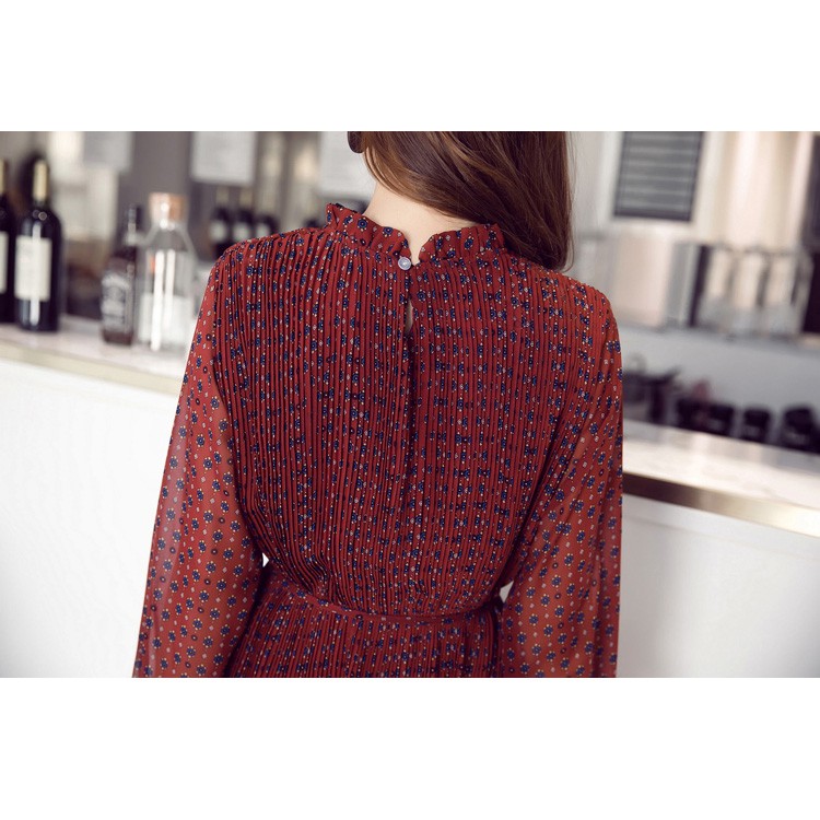 Váy bầu thời trang suông xếp li dáng dài