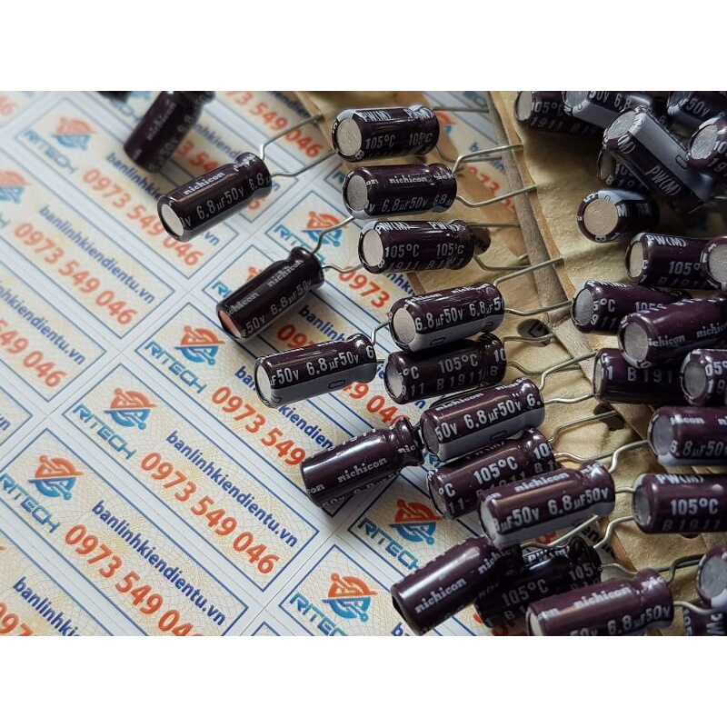 Tụ hóa 6.8uF 50V kích thước 5x11mm chính hãng
