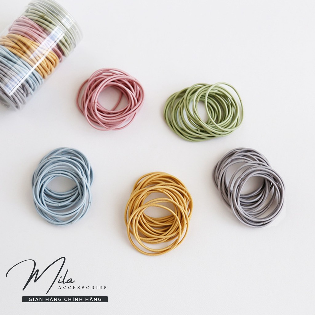 Dây buộc tóc hàn quốc vải cute MILA D103 ❤️HỘP 100 CHIẾC❤️ chun đơn co giãn cực bền bỉ Mila Accessories