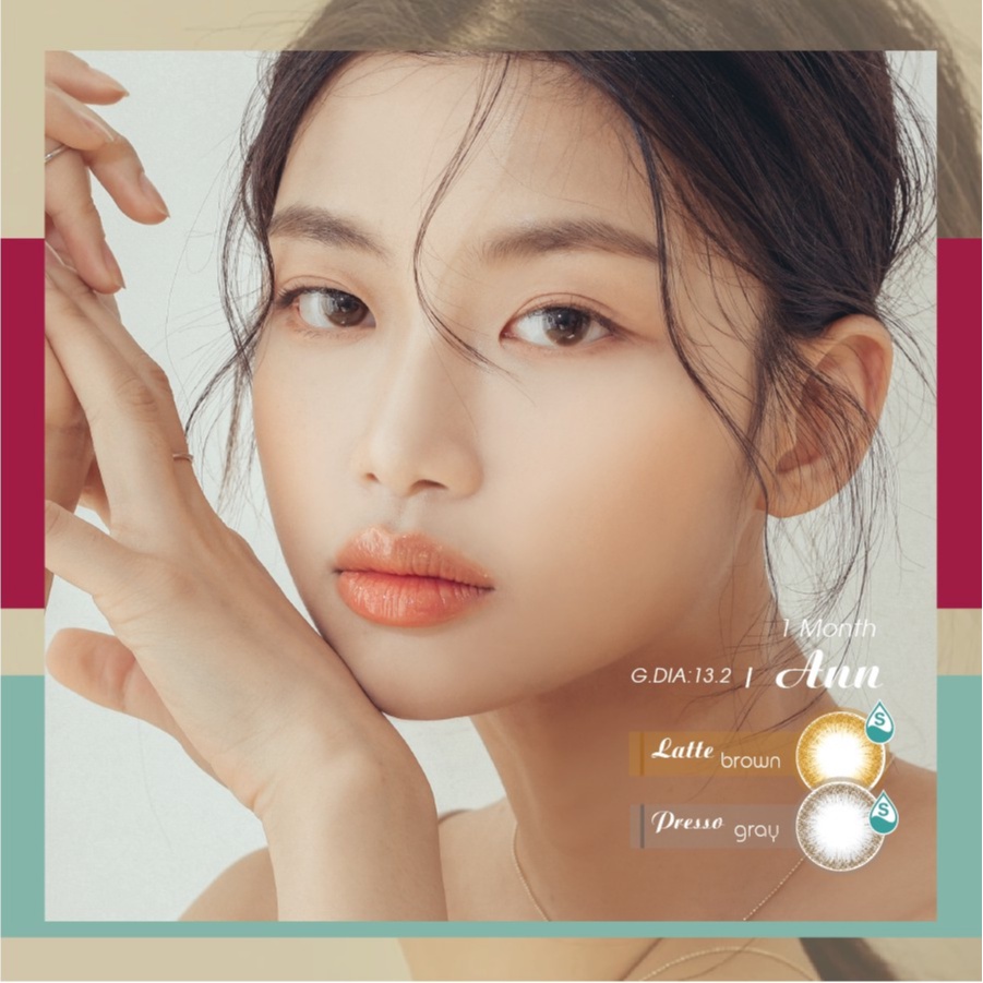 [𝗪𝗲𝗮𝗿𝗶𝗻𝗴 𝟭𝟮𝗵] Lens Mắt Cận Màu Nâu Latte Tự Nhiên ANN365 Dùng 1 Tháng Thoải Mái Suốt 12h Đeo