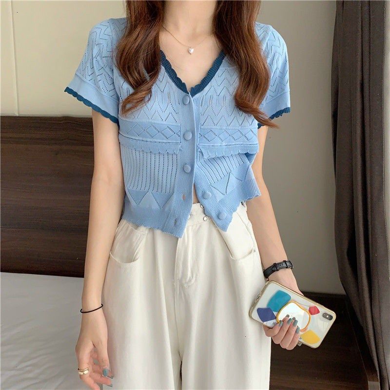 Áo Lửng Tay Dài Cổ Chữ V Thời Trang Dành Cho Nữ