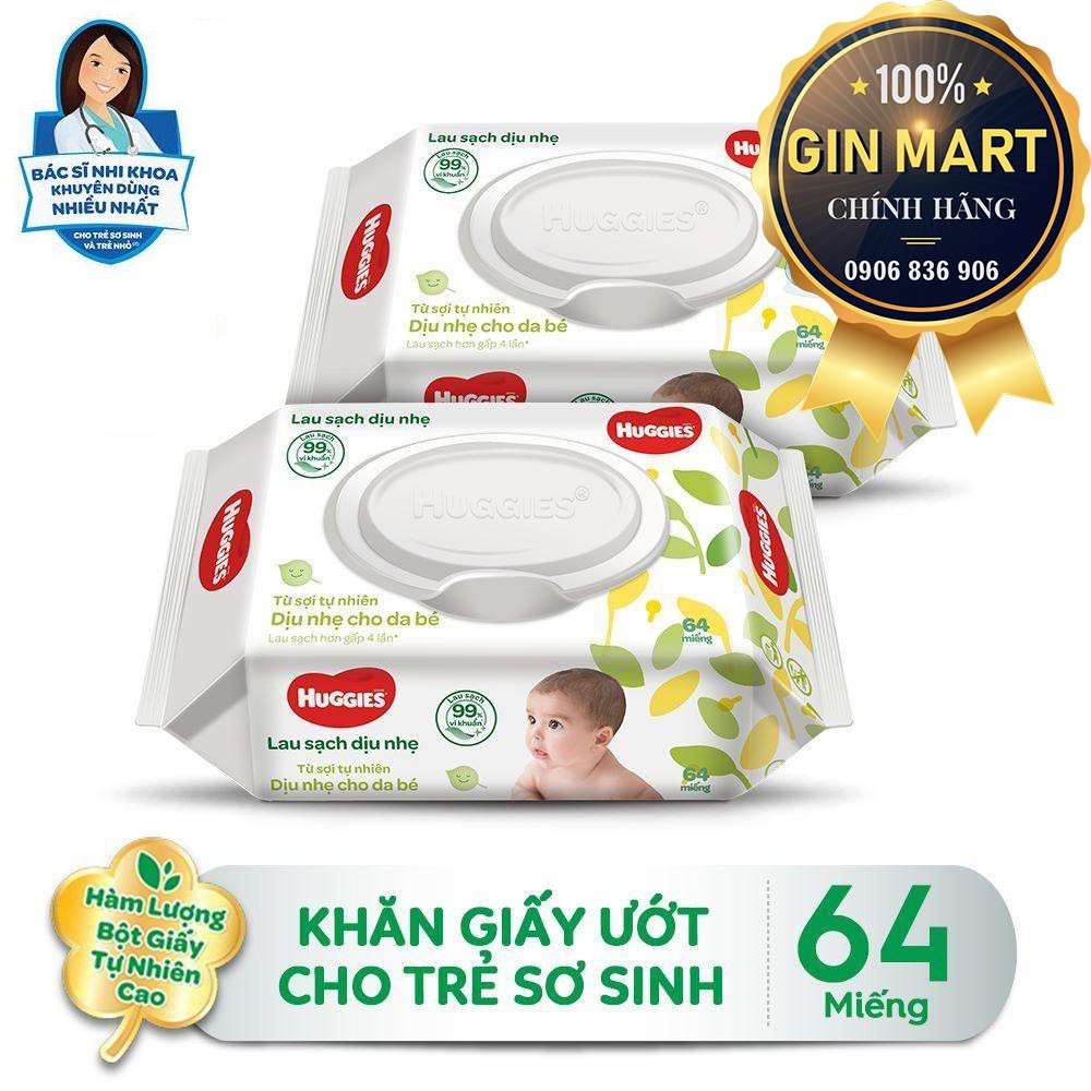 Combo 6 gói Khăn Ướt Sơ Sinh Huggies 64 Tờ