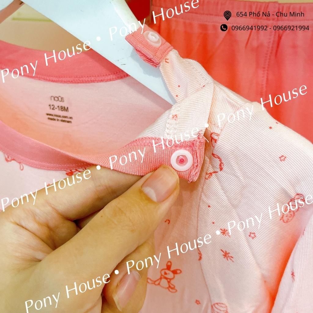 Bộ Quần Áo Dài Tay Nous Petit Cài Vai Hồng Hoạt Tiết Cho Bé Size 12-18 Tháng Đến 18-24 Tháng (12M-24M)