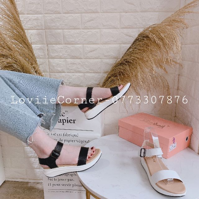 GIÀY SANDAL LOVIIECORNER - GIÀY  ĐẾ XUỒNG 3CM QUAI NGANG DA MỀM - SANDAL ĐẾ BẰNG QUAI NGANG 3 PHÂN S210507