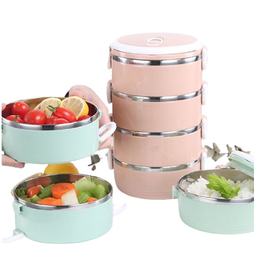 Hộp cơm lúa mạch giữ nhiệt 4 tầng - Cà mên cơm - Cặp lồng lõi Inox cao cấp No.101220